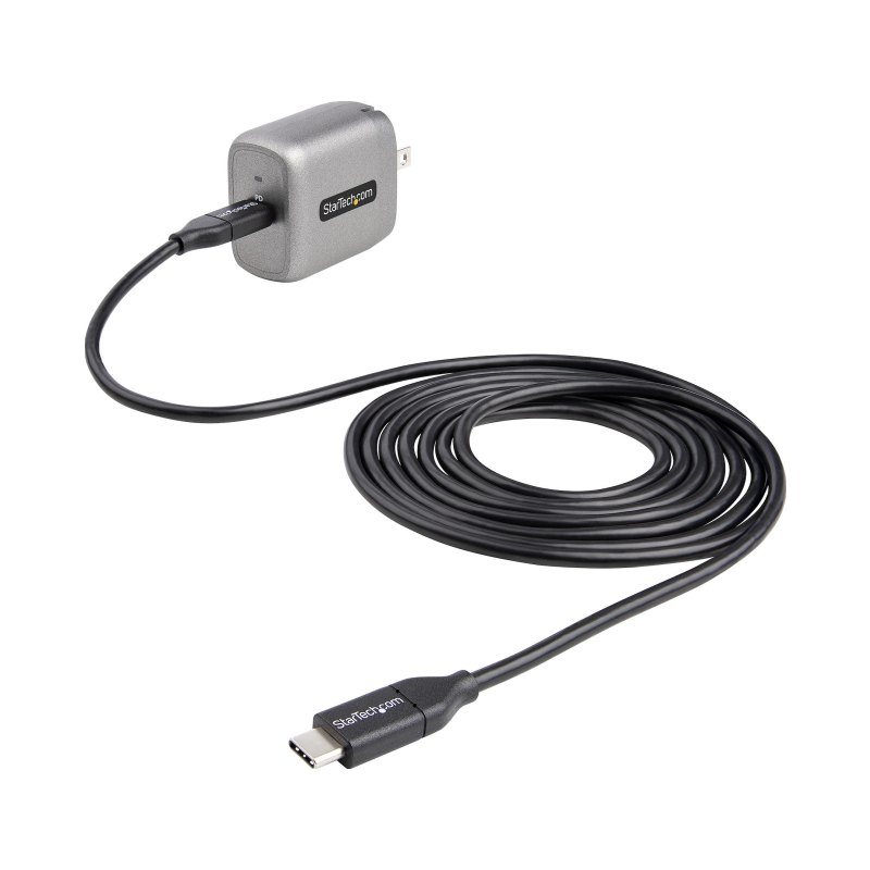 StarTech.com 30W USB-C Wall Charger - Portable GaN Charger w/ Power Delivery - 6ft Cable - USB C Power Adapter w/ Fast Charging - USB Type C Wall Charger, USB-C Charger