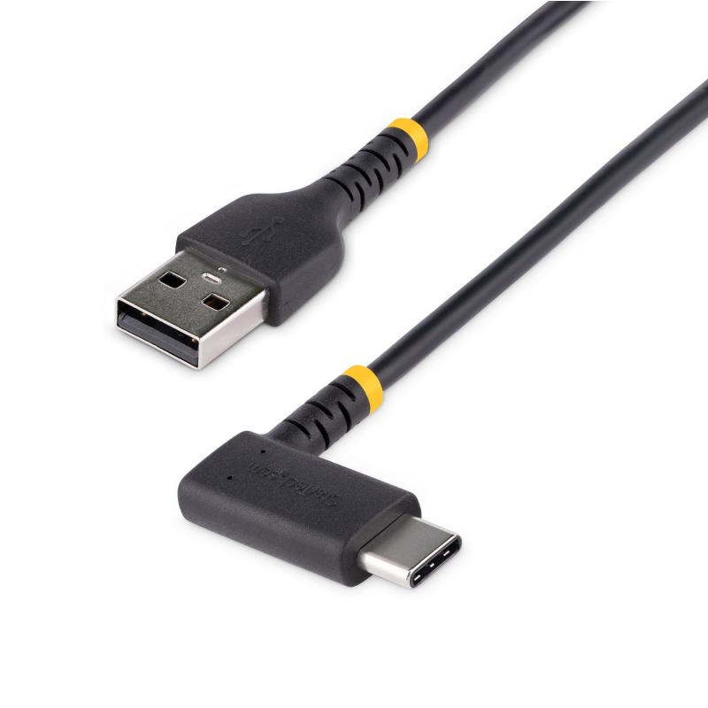 StarTech.com Câble de Charge Rapide USB-A vers USB-C de 2m, Robuste, Coudé à Droite, Charge et Synchronisation, 3A, USB 2.0, Gaine TPE et Fibre d'Aramide - Cordon de Charge USB