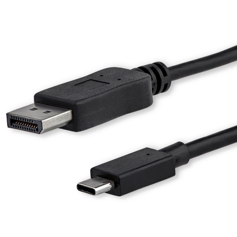 StarTech.com Câble Adaptateur USB C vers DisplayPort 1.2 4K 60Hz - 1m - Câble USB-C vers DisplayPort - HBR2 - Câble Vidéo USB Type-C DP Alt Mode vers Moniteur DP - Fonctionne avec Thunderbolt 3 - Noir