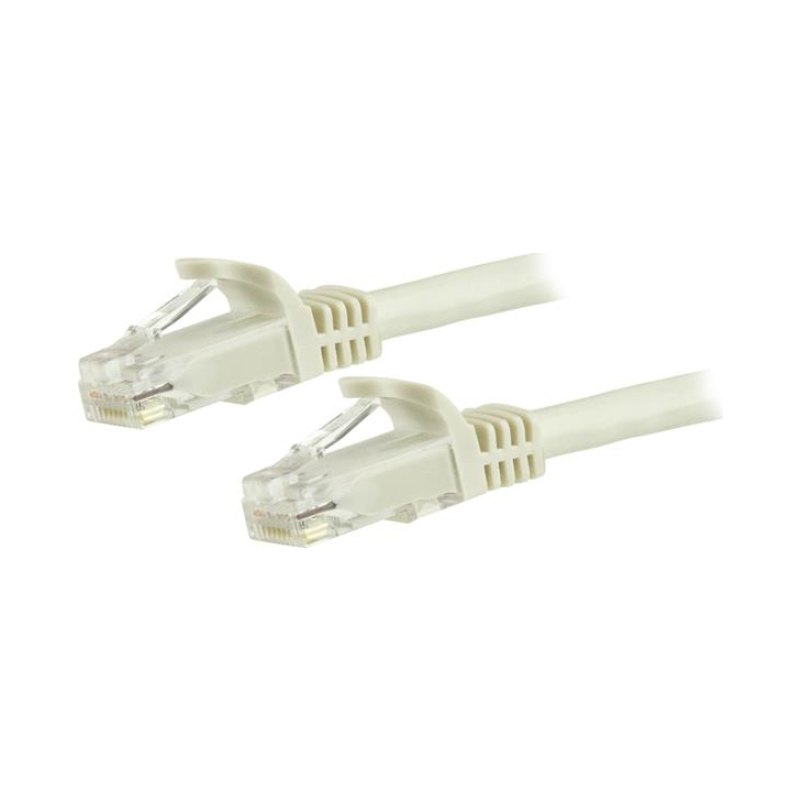 StarTech.com 12ft CAT6 Ethernet Cable - White CAT 6 Gigabit Ethernet Wire -250MHz 100W PoE RJ45 UTP Network/Patch Cord Snagless w/Strain Relief Individually Tested