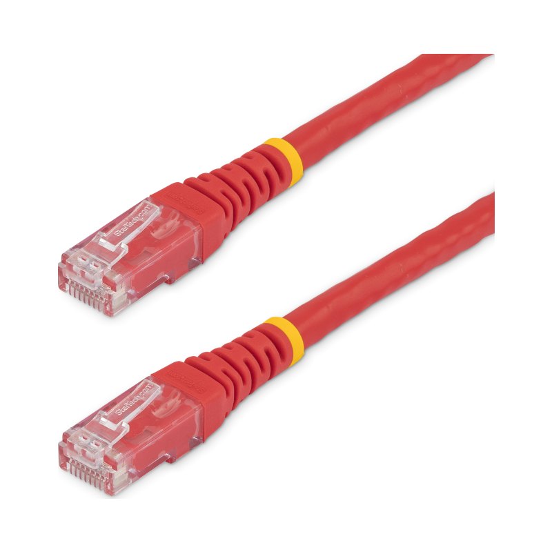 StarTech.com 15ft CAT6 Ethernet Cable - Red CAT 6 Gigabit Ethernet Wire -250MHz 100W PoE RJ45 UTP Molded Network/Patch Cord w/Strain Relief/ Individually Tested