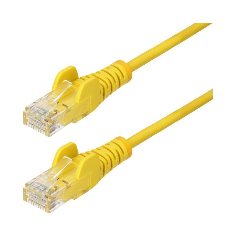 StarTech.com 4ft Yellow Slim CAT6 Ethernet Cable, Snagless, 100W PoE, UTP, LSZH, 28AWG Pure Bare Copper Wire, Slim RJ45 Network Patch Cord w/Strain Reliefs, Individually Tested