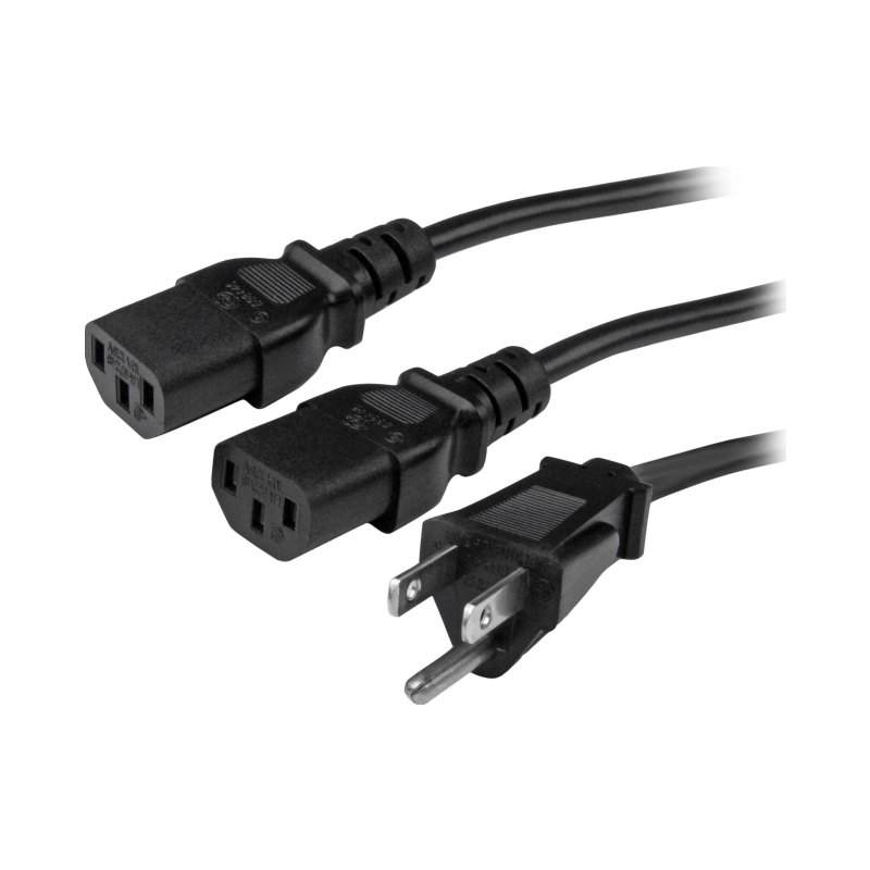 StarTech.com PXT101Y10 câble électrique Noir 3 m NEMA 5-15P Coupleur 2 x C13