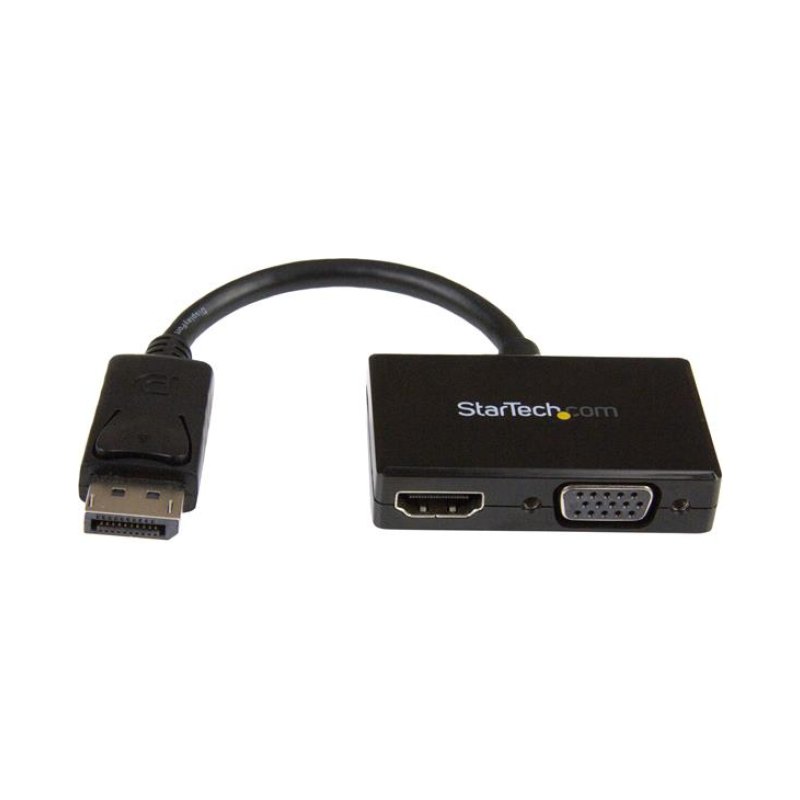 StarTech.com Adaptateur audio / vidéo de voyage - Convertisseur 2-en-1 DisplayPort vers HDMI ou VGA - Noir