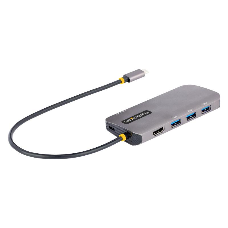 StarTech.com Adaptateur Multiport USB C - Adaptateur USB C vers HDMI 4K 60Hz - Hub USB A 3.2, 5Gbps à 3 ports - 100W Power Delivery Pass-through - Dock USB C avec Câble de 30cm - Station d'accueil PC Portable