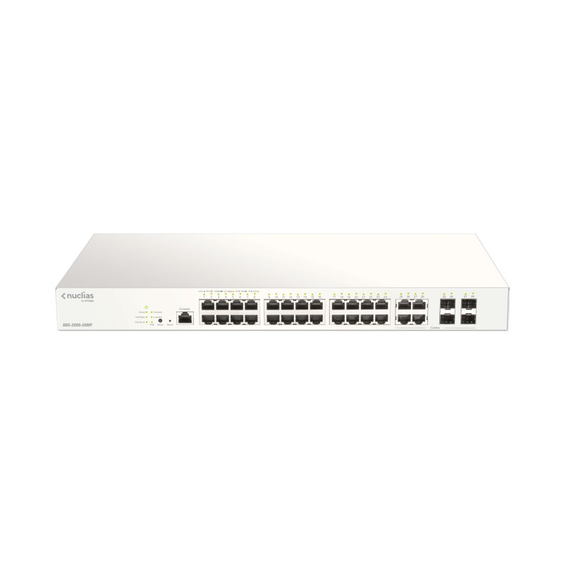 D-Link 28-Port Gigabit PoE+ Nuclias Smart Managed Switch including 4x 1G Combo Ports, 370W