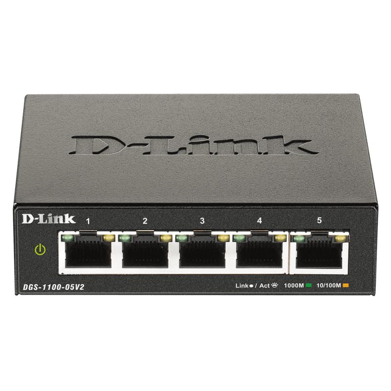 D-Link DGS-1100-05V2/B commutateur réseau Géré L2 Gigabit Ethernet (10/100/1000) Noir