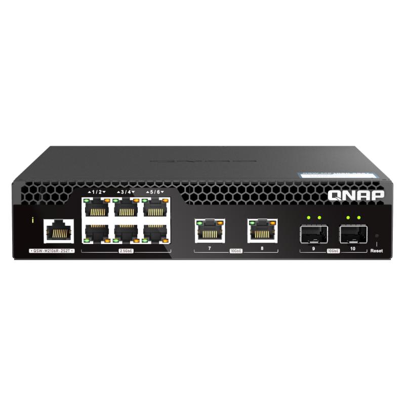 QNAP QSW-M2106R-2S2T commutateur réseau Géré L2 10G Ethernet (100/1000/10000) 1U Noir