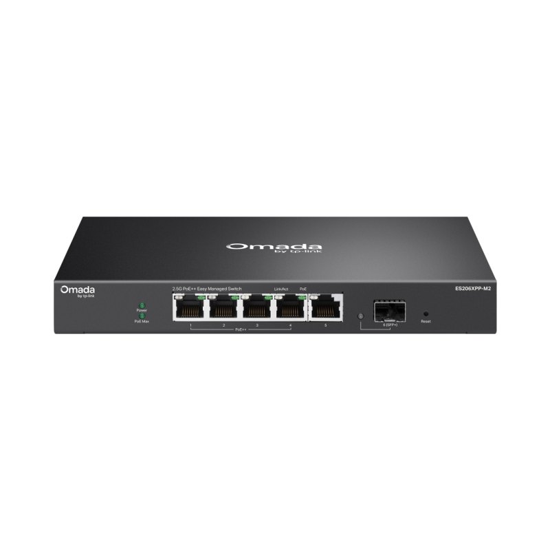 TP-Link ES206XPP-M2 network switch Managed L2 2.5G Ethernet (100/1000/2500) Power over Ethernet (PoE) Desktop/Wall-Mounting Black
