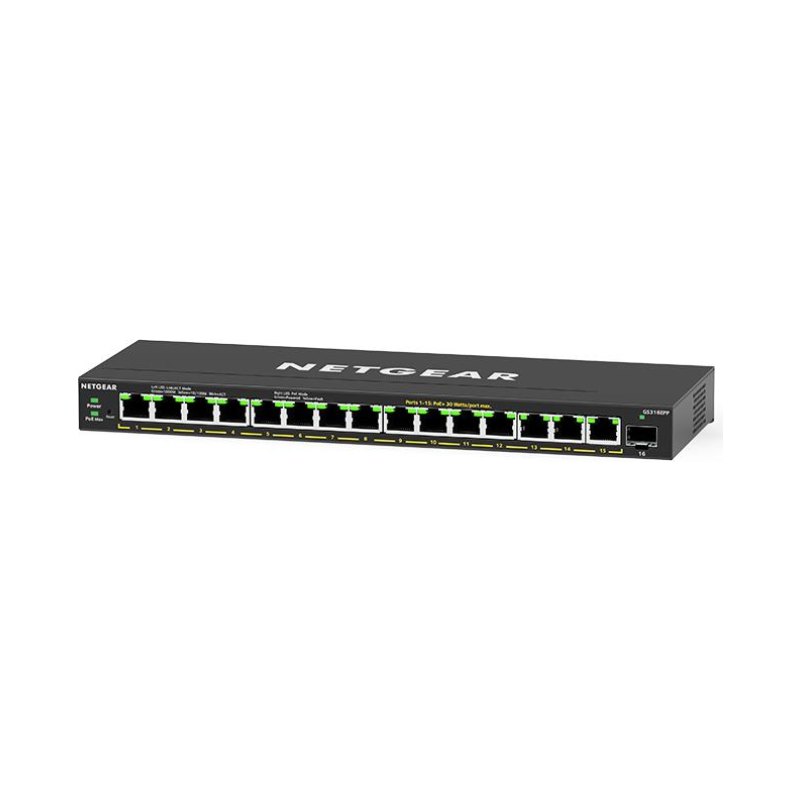 NETGEAR GS316EP Managed Gigabit Ethernet (10/100/1000) Power over Ethernet (PoE) Black