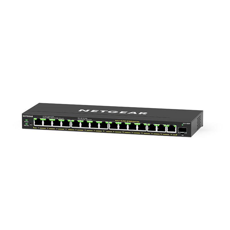 NETGEAR GS316EP Géré Gigabit Ethernet (10/100/1000) Connexion Ethernet, supportant l'alimentation via ce port (PoE) Noir