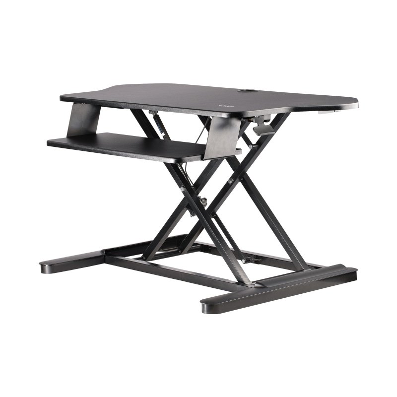 StarTech.com Bureau de Coin Convertible Position Assise/Debout avec Support Clavier Coulissant - Grande Surface (89 x 53cm) - Pupitre de Travail Ergonomique à Hauteur Réglable - Double Écran