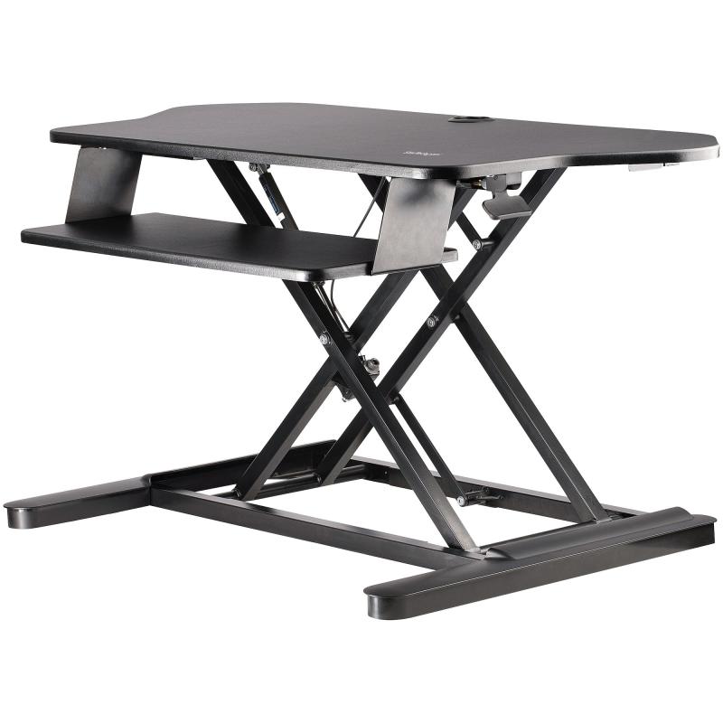 StarTech.com Bureau de Coin Convertible Position Assise/Debout avec Support Clavier Coulissant - Grande Surface (89 x 53cm) - Pupitre de Travail Ergonomique à Hauteur Réglable - Double Écran