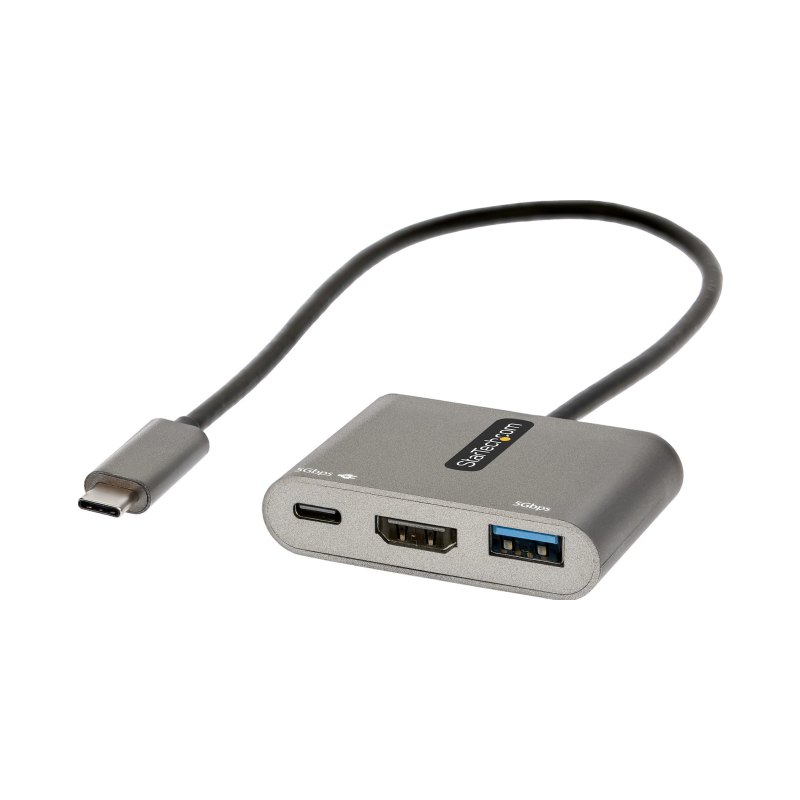 StarTech.com Adaptateur multiport USB C, USB-C vers vidéo HDMI 4K, 100W PD Pass-Through, Hub USB 3.0 5Gbps (1xType-C/1xA), Mini Dock USB-C, Dock de voyage USB-C, Station d'accueil portable pour Ordinateur Portable