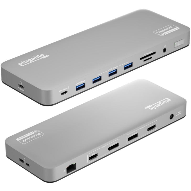 Plugable Technologies UD-6950PDH station d'accueil Avec fil USB 3.2 Gen 1 (3.1 Gen 1) Type-C Argent