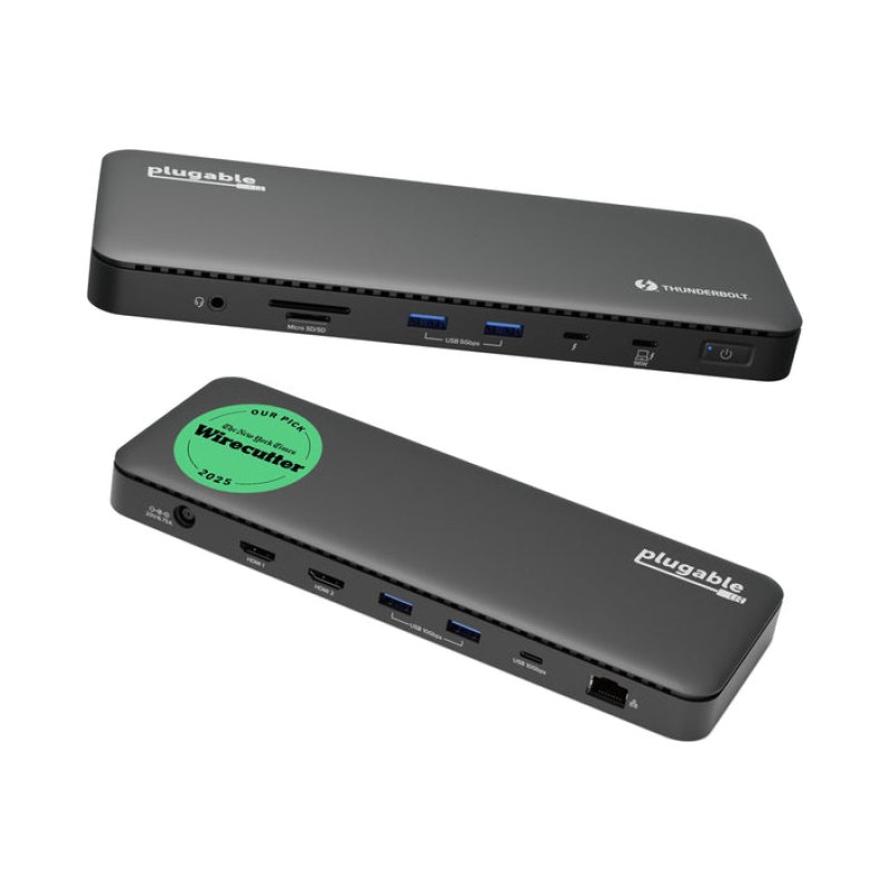 Plugable Technologies TBT4-UD5 laptop dock/port replicator Wired USB 3.2 Gen 2 (3.1 Gen 2) Type-C Black