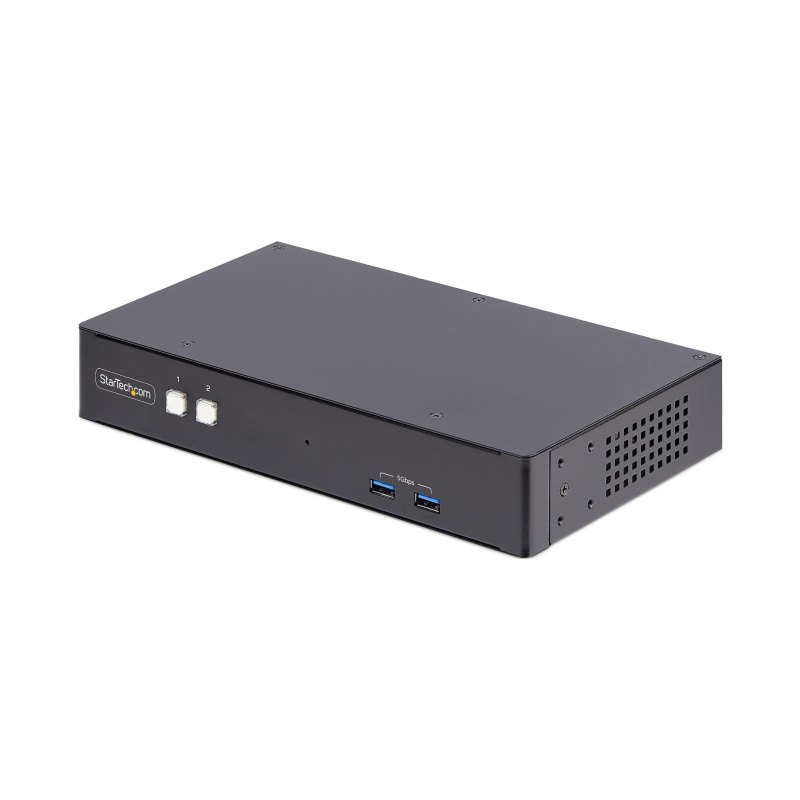 StarTech.com 2-Port Dual-Monitor DisplayPort KVM Switch, RS232 Serial Control, 4K 60Hz, 2x USB 5Gbps Hub Ports, 2x USB 2.0 HID Ports, Hotkey/Pushbutton Switching, TAA Compliant