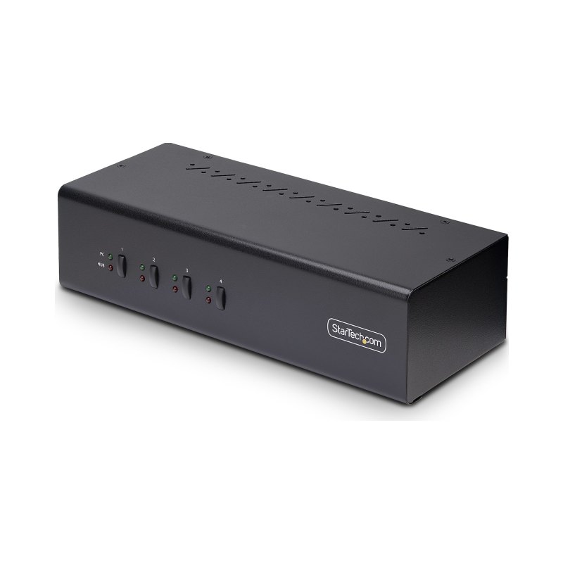 StarTech.com Switch KVM 4 Ports DisplayPort pour Deux Moniteurs, KVM 4K 60Hz, 2 Ports USB 5Gbps, 2 Ports USB 2.0 HID, Commutateur KVM avec Commutation par Touches et Boutons, Conforme TAA - Audio 3,5 mm, HDCP