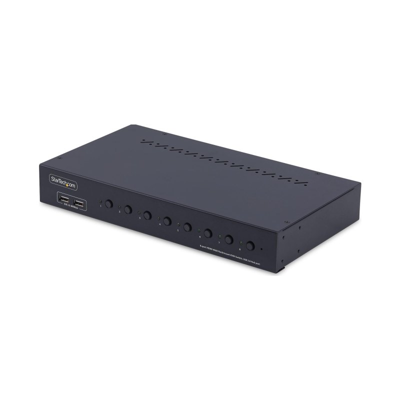 StarTech.com Commutateur KVM HDMI 8 Ports avec Kit de Montage en Rack 1U, HDMI 2.0 4K 60Hz, Commutation par Bouton-Poussoir, Switch 8 Ports, Hub USB 4 Ports, Indépendant de l'OS, Conforme TAA