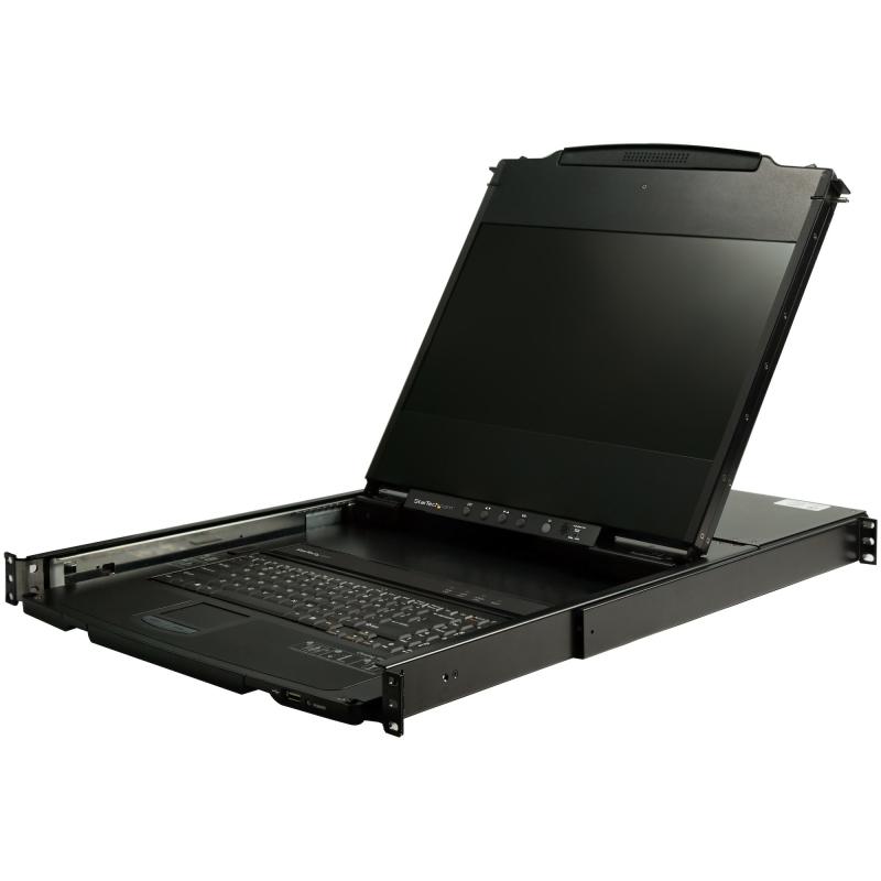 StarTech.com Console KVM à Montage en Rack à Deux Rails HD 1080p - Switch/Console KVM HD VGA à Port Unique - Écran LCD à Montage en Rack/Console Montée en Rack - Tiroir de Rack Serveur - Clavier QWERTY
