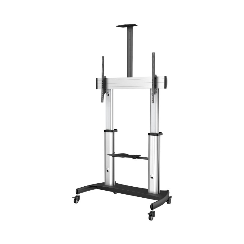 StarTech.com Mobile TV Stand - Heavy Duty TV Cart for 60-100" Display (100kg/220lb) - Height Adjustable Rolling Flat Screen Floor Standing on Wheels - Universal Television Mount w/Shelves