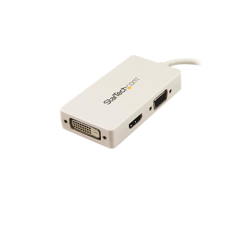 StarTech.com Travel A/V Adapter: 3-in-1 Mini DisplayPort to VGA DVI or HDMI Converter - White 2