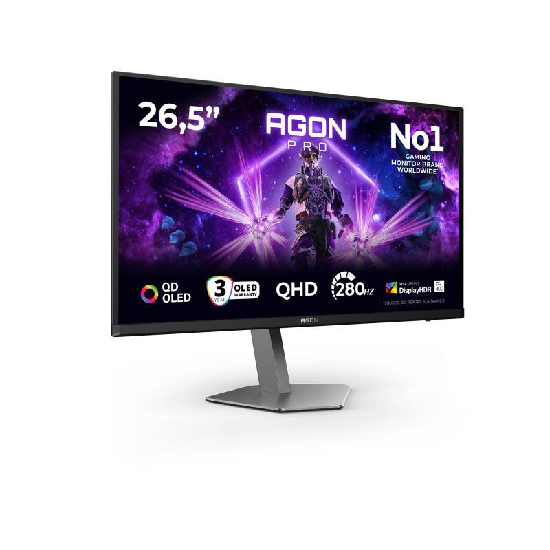 AOC AGON PRO AG276QZD2 computer monitor 67.3 cm (26.5") 2560 x 1440 pixels Quad HD QD-OLED Black, Grey 2