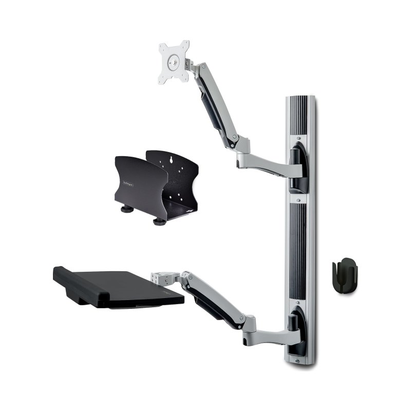 StarTech.com Poste de Travail Mural, Support VESA de Moniteur/Écran 32" Support pour Écran/Moniteur (10kg) - Support d'Écran Entièrement Articulé et Tablette Murale pour PC et pour Clavier