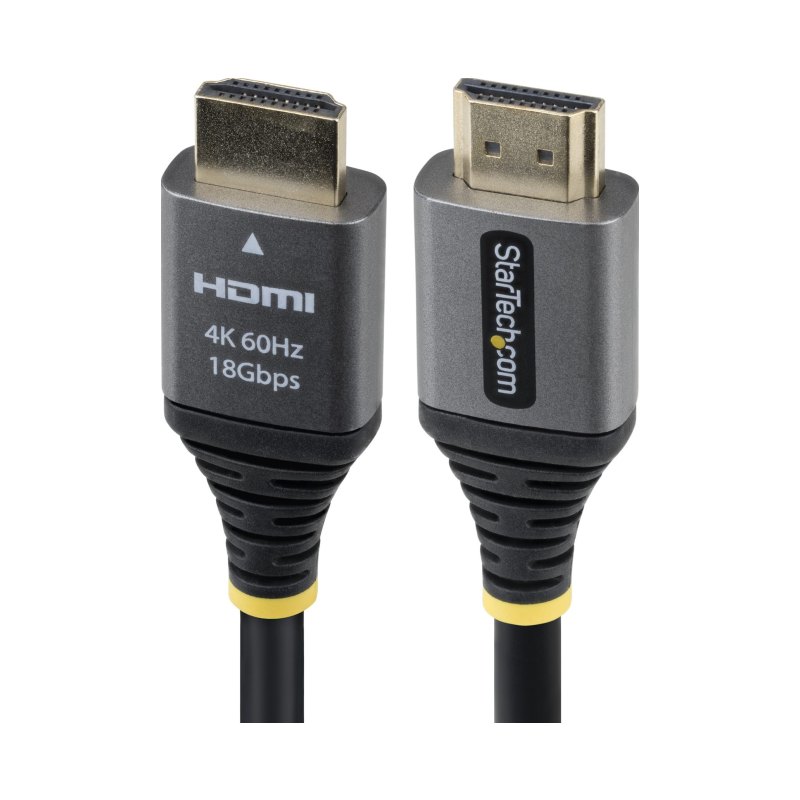 StarTech.com Câble HDMI Haute Vitesse Certifié Premium de 1,5m, 4K 60Hz/1440p 144Hz, Câble HDMI 2.0 avec HDR10/ARC, 18 Gbps, Câble HDMI 4K pour Moniteur/Téléviseur/Écran, Gaine TPE Haute Flexibilité
