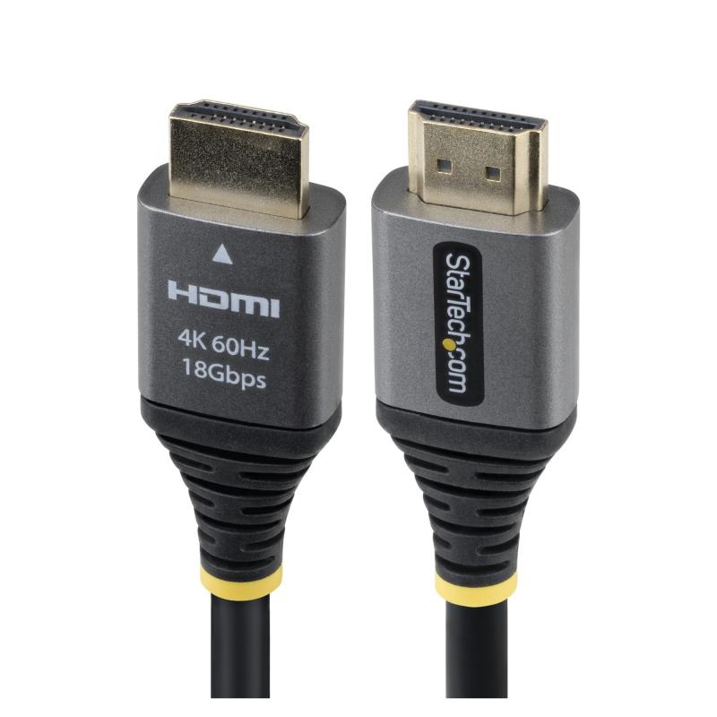 StarTech.com Câble HDMI Haute Vitesse Certifié Premium de 1,5m, 4K 60Hz/1440p 144Hz, Câble HDMI 2.0 avec HDR10/ARC, 18 Gbps, Câble HDMI 4K pour Moniteur/Téléviseur/Écran, Gaine TPE Haute Flexibilité