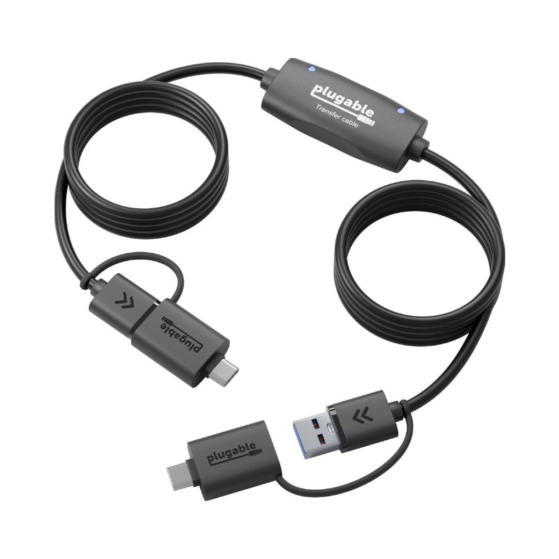 Plugable Technologies USB Data Transfer Cable PC to PC, Compatible with Windows USB C and USB 3.0, Transfer Files to New Computer with Included Bravura Easy Computer Sync Software, 6.6ft (USBC-TRAN)