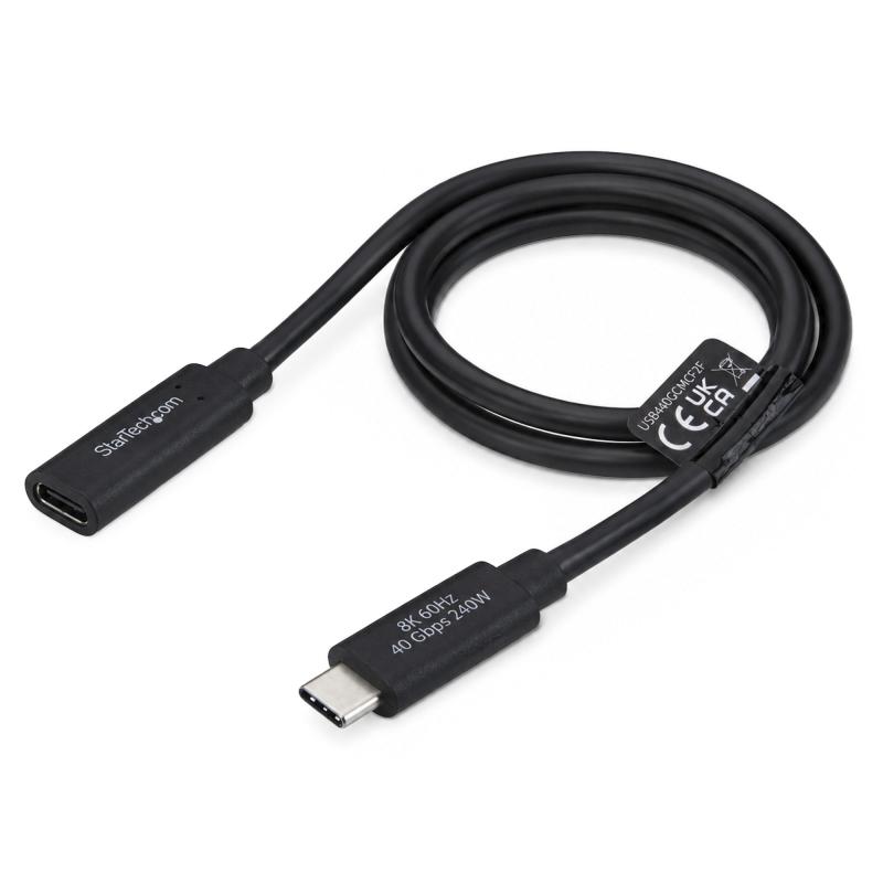 StarTech.com USB440GCMCF2F câble USB USB4 Gen 3x2 0,6 m USB C 40 Gbit/s 240 W Noir