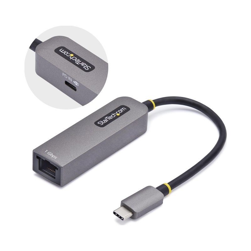 StarTech.com USB-C to Ethernet Adapter, NIC, 100W PD Pass-Through, USB 3.0 Type-C 1Gbps Multi Speed Network Adapter, Thunderbolt Compatible, Windows & Mac