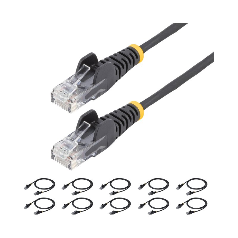 StarTech.com N6PAT6INBKS10PK câble de réseau Noir 0,2 m Cat6 U/UTP (UTP)