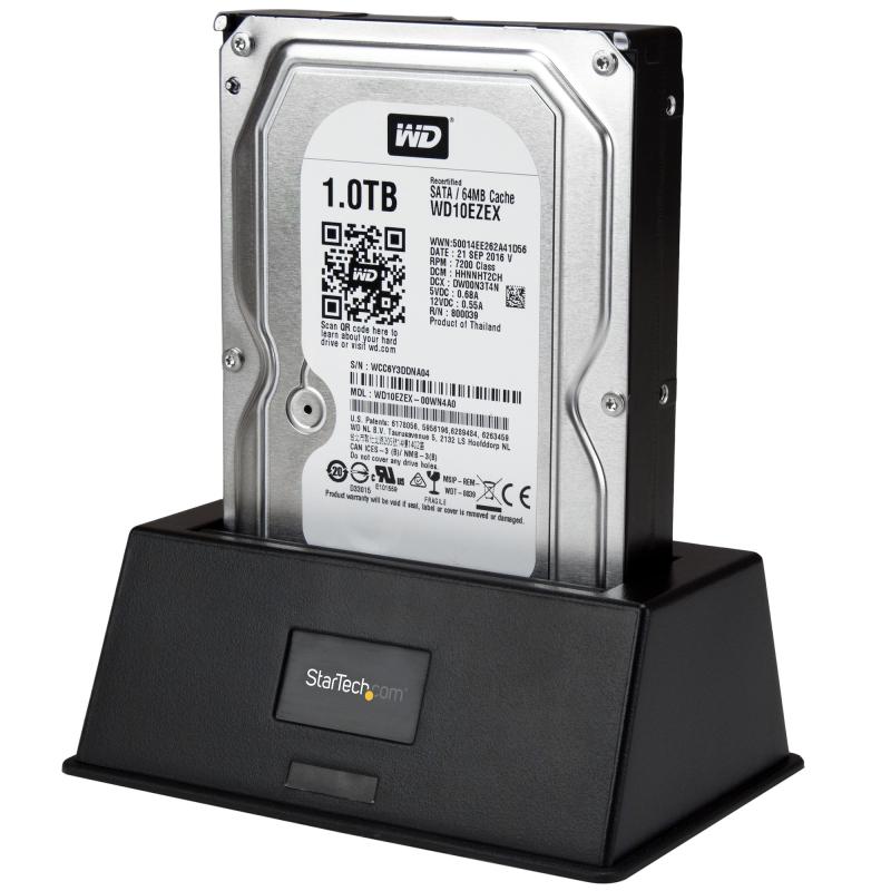 StarTech.com Single Bay USB 3.0 to SATA Hard Drive Docking Station, USB 3.0 (5 Gbps) Hard Drive Dock, External 2.5/3.5" SATA I/II/III HDD/SSD Docking Station, Top-Loading Hard Drive Bay 3