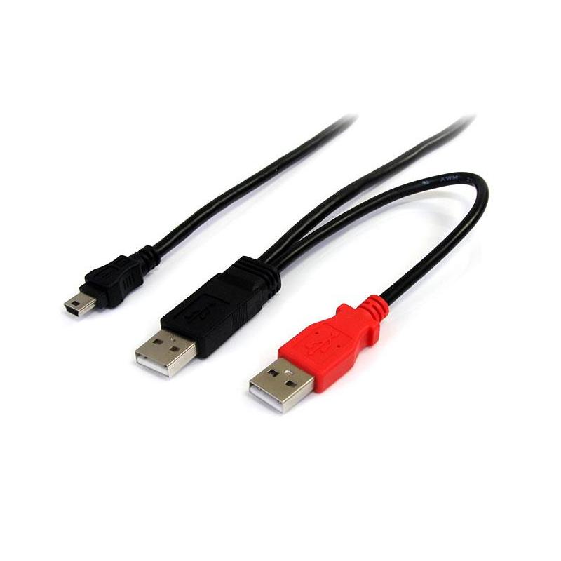 StarTech.com 3 ft USB Y Cable for External Hard Drive - USB A to mini B