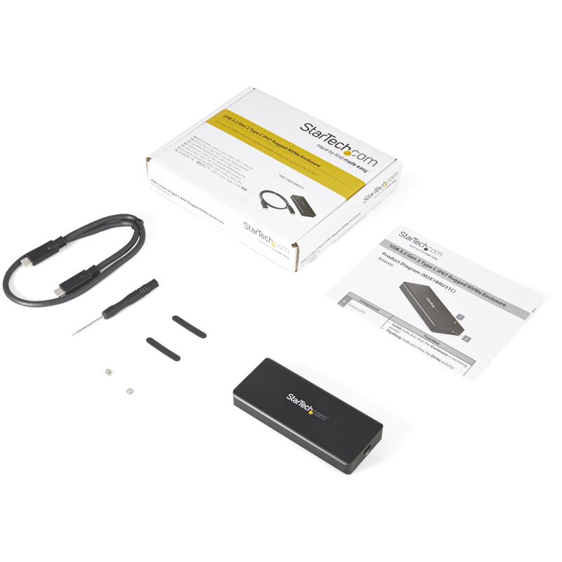 StarTech.com USB-C 10Gbps M.2 NVMe PCIe SSD Enclosure - Rugged Aluminum External M.2 PCIe M-Key Case IP67 Rated - 1GB/s Read/Write - Supports 2230/2242/2260/2280 - TB3 Compatible - Mac/PC - TAA 4
