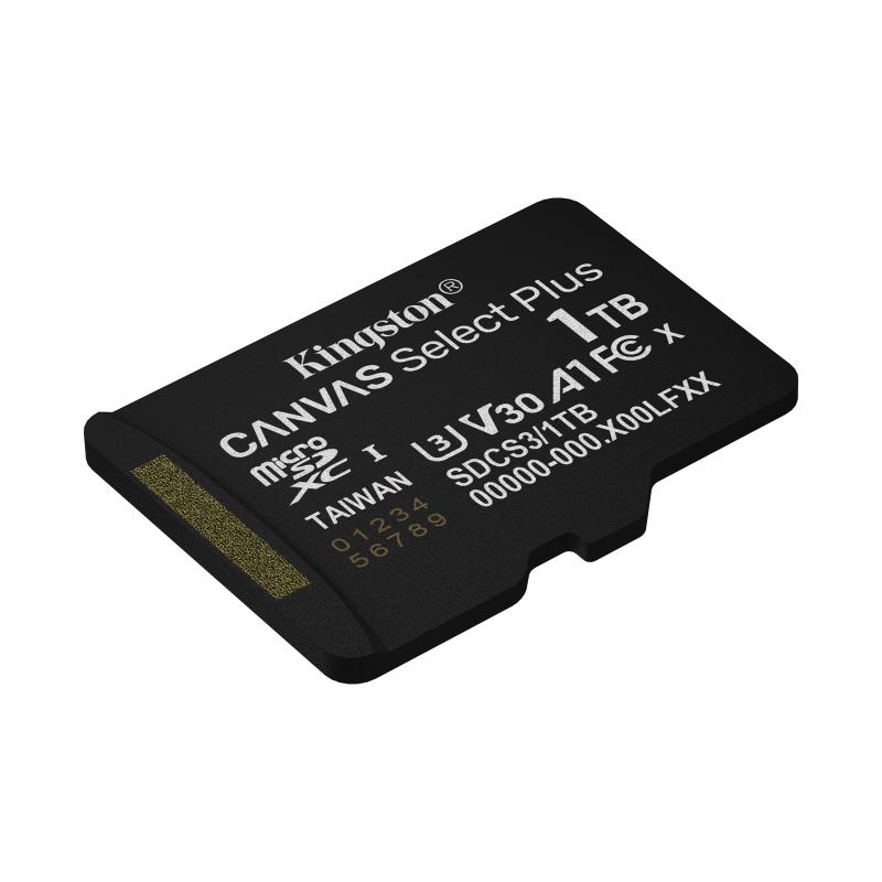Kingston Technology 1TB microSDXC Canvas Select Plus Gen3 150MB/s A1 Card + Adapter 4