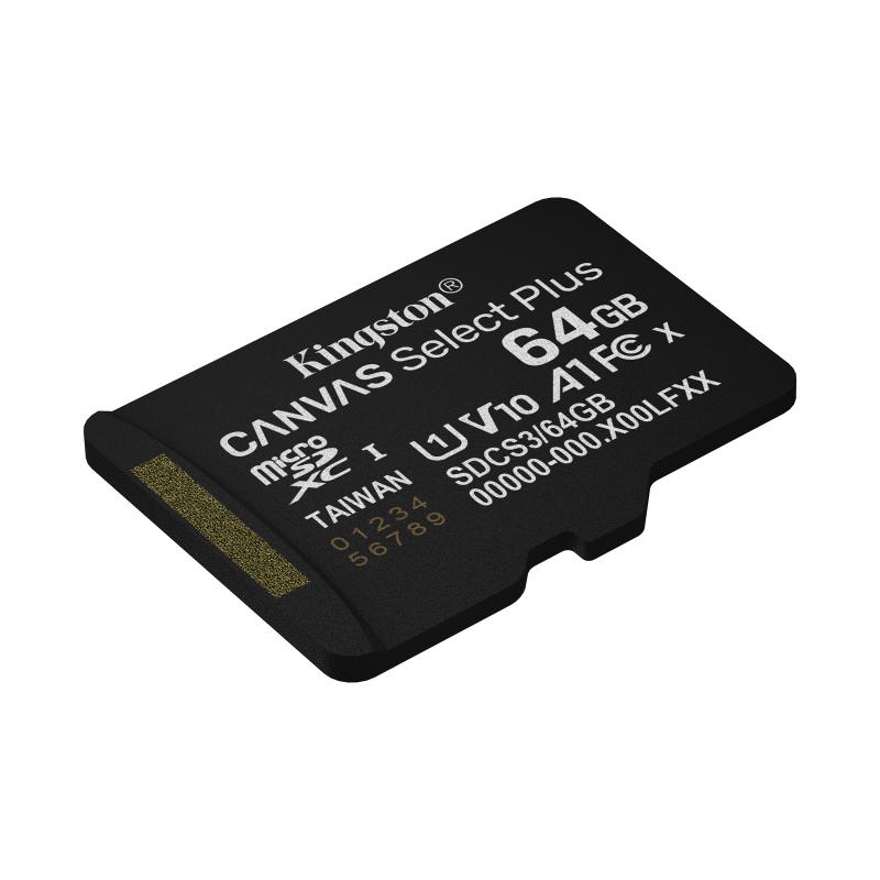 Kingston Technology 64GB microSDXC Canvas Select Plus Gen3 100MB/s A1 Card + Adapter 4