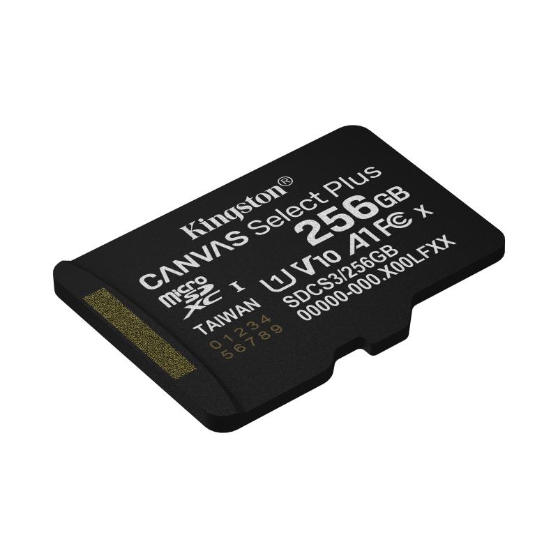 Kingston Technology 256GB microSDXC Canvas Select Plus Gen3 150MB/s A1 Card + Adapter 4