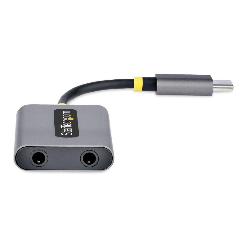 StarTech.com USB-C Headphone Splitter, USB Type C Dual Headset Adapter w/Mic Input, USB C to 3.5mm Audio Adapter/Earphone Dongle, USB C to Audio Jack/Aux Output, 24-bit DAC 3