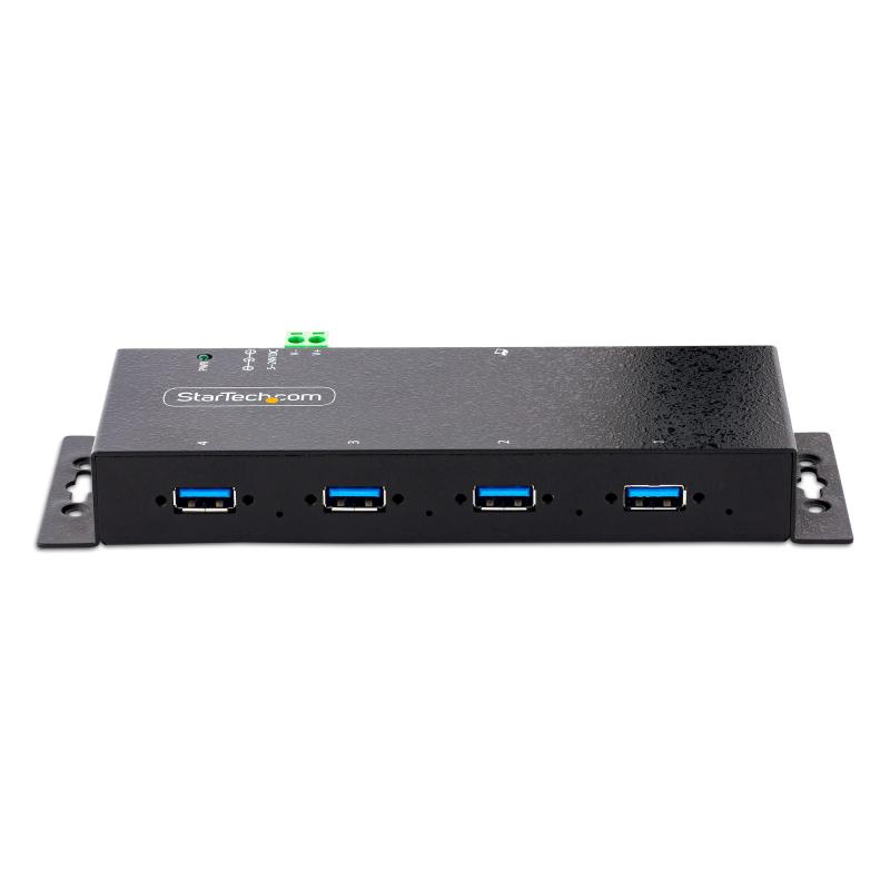 StarTech.com 4-Port Industrial USB 3.0 5Gbps Hub, Rugged USB Hub with ESD Protection, DIN/Wall/Desk Mountable USB-A Hub, USB Expander w/Locking Ports, Heavy Duty - TAA 3