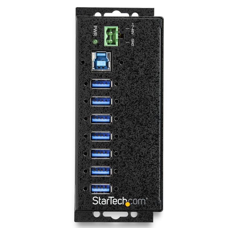 StarTech.com 7-Port USB 3.0 Hub with Power Adapter - Metal Industrial USB-A Hub with ESD & 350W Surge Protection - Din/Wall/Desk Mountable - High Speed USB 3.2 Gen 1 (5Gbps) Hub - TAA 3