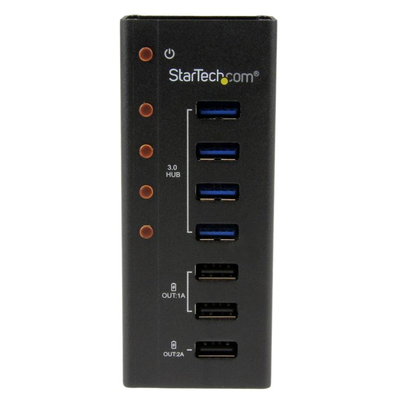 StarTech.com 4 Port USB 3.0 Hub (5Gbps) plus 3 Dedicated USB Charging Ports (2 x 1A & 1 x 2A) - Wall Mountable Metal Enclosure 2