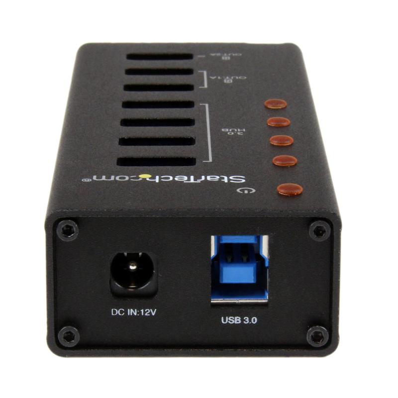 StarTech.com 4 Port USB 3.0 Hub (5Gbps) plus 3 Dedicated USB Charging Ports (2 x 1A & 1 x 2A) - Wall Mountable Metal Enclosure 3