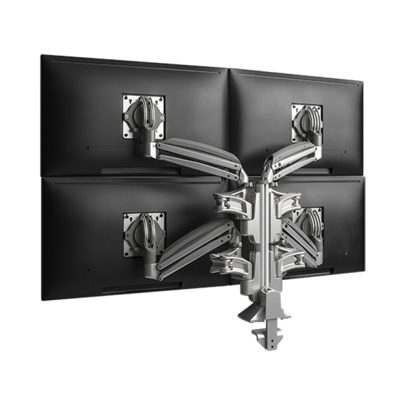 Chief KX Low-Profile Quad Monitor Arms, Column Desk Mount, Silver