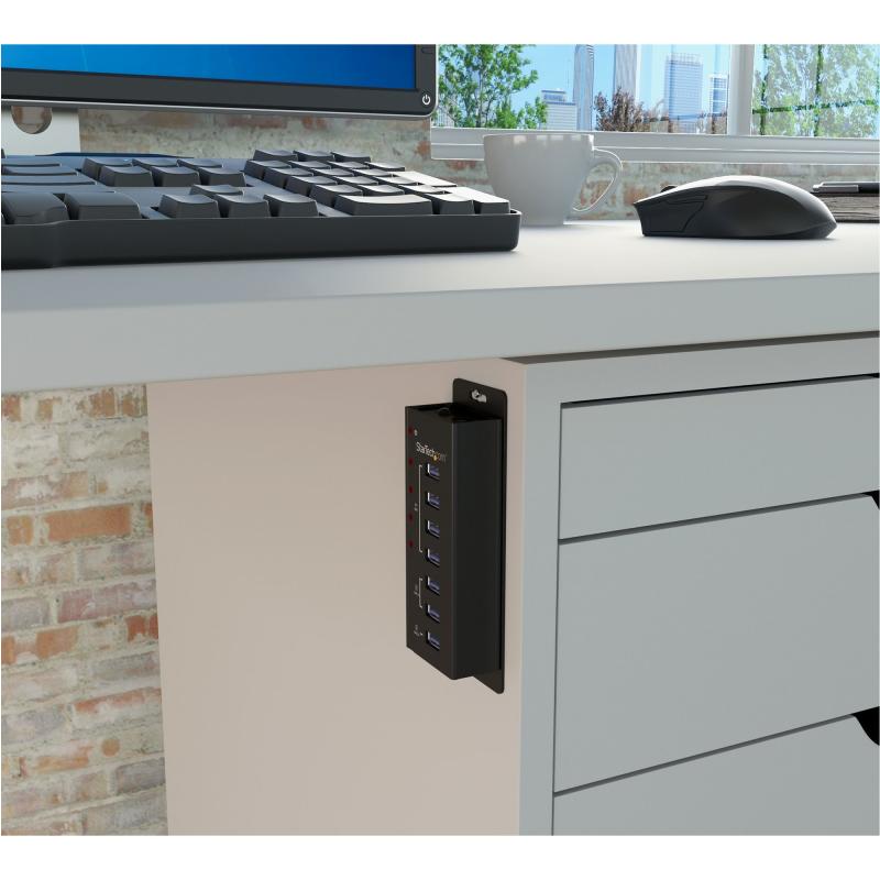 StarTech.com 4 Port USB 3.0 Hub (5Gbps) plus 3 Dedicated USB Charging Ports (2 x 1A & 1 x 2A) - Wall Mountable Metal Enclosure 4