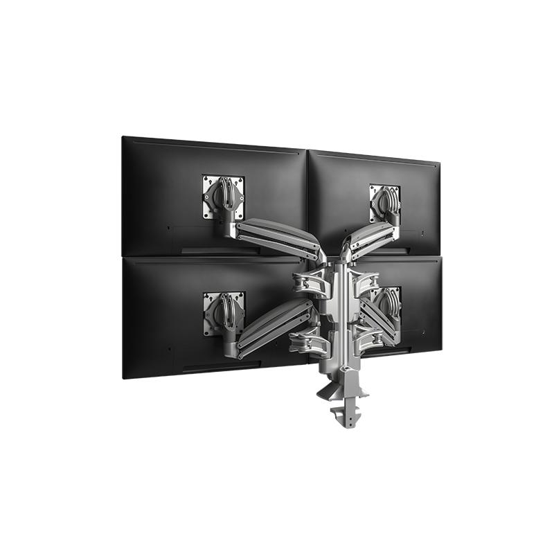 Chief KX Low-Profile Quad Monitor Arms, Column Desk Mount, Silver
