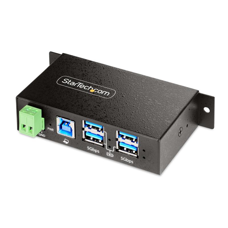 StarTech.com 4-Port Managed USB Hub with 4x USB-A, Heavy Duty with Metal Industrial Housing, ESD & Surge Protection, Wall/Desk/Din-Rail Mountable, USB 3.0/3.1/3.2 Gen 1 5Gbps - TAA