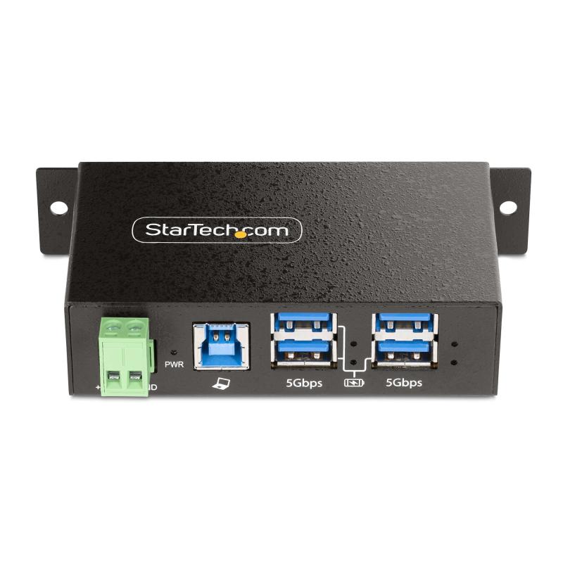 StarTech.com 4-Port Managed USB Hub with 4x USB-A, Heavy Duty with Metal Industrial Housing, ESD & Surge Protection, Wall/Desk/Din-Rail Mountable, USB 3.0/3.1/3.2 Gen 1 5Gbps - TAA 3